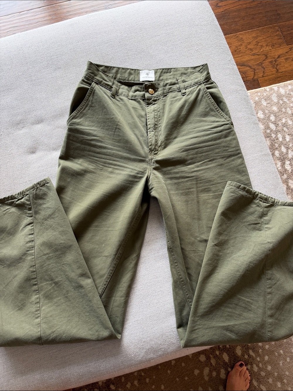 Anine Bing Wide Leg Utility Pants in Green Like New
